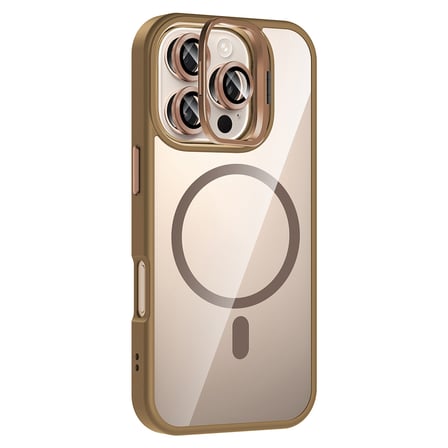 iPhone 16 Pro Max Kılıf Standlı ve Kamera Lens Hediyeli M-Safe Şarj Özellikli NRTK Etro Kapak - Deri