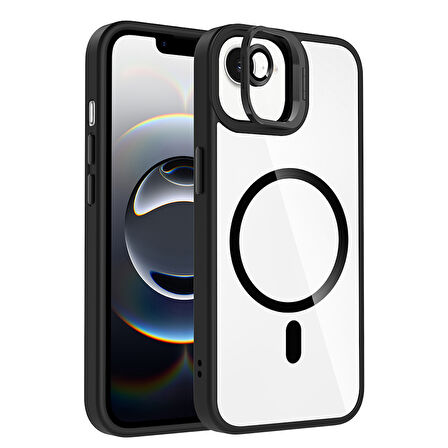 iPhone 16E Kılıf Standlı ve Kamera Lens Hediyeli Kablosuz Şarj Özellikli Etro Kapak