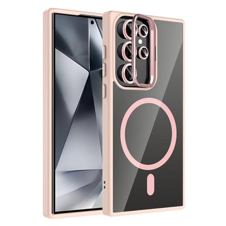 Galaxy S24 Ultra Kılıf Standlı ve Kamera Lens Hediyeli M-Safe Şarj Özellikli NRTK Etro Kapak - Laciv