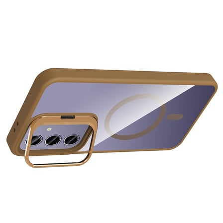 Galaxy S24 Plus Kılıf Standlı ve Kamera Lens Hediyeli M-Safe Şarj Özellikli SYS Etro Kapak - Siyah