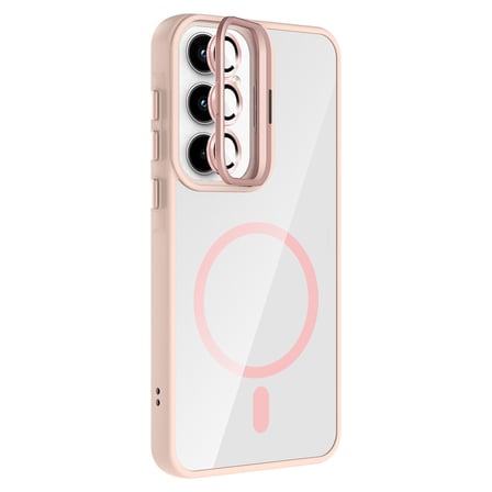 Galaxy A55 Kılıf Standlı ve Kamera Lens Hediyeli M-Safe Şarj Özellikli NRTK Etro Kapak - Gri
