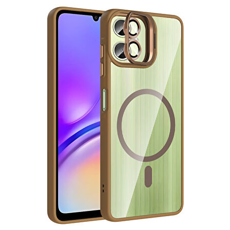 Galaxy A06 Kılıf Standlı ve Kamera Lens Hediyeli M-Safe Şarj Özellikli ALT Etro Kapak - Desert Tita