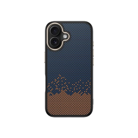 iPhone 16 Kılıf M-safe Şarj Özellikli Karbon Fiber Görünümlü NRTK Antina Kapak - Mavi