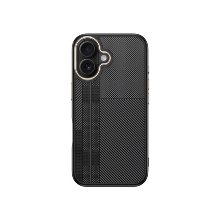 iPhone 16 Kılıf M-safe Şarj Özellikli Karbon Fiber Görünümlü İNC Antina Kapak - Siyah-Gri