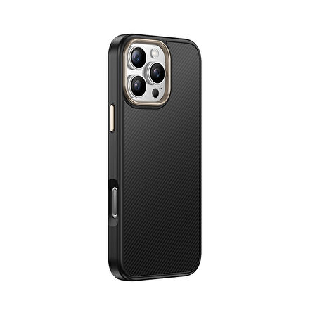 iPhone 16 Pro Kılıf M-safe Şarj Özellikli Karbon Fiber Görünümlü UCY Antina Kapak - Mavi