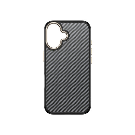 iPhone 16 Plus Kılıf M-safe Şarj Özellikli Karbon Fiber Görünümlü Ensueno Antina Kapak
