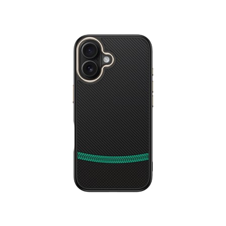 iPhone 16 Plus Kılıf M-safe Şarj Özellikli Karbon Fiber Görünümlü UZRM Antina Kapak - Siyah-Gri
