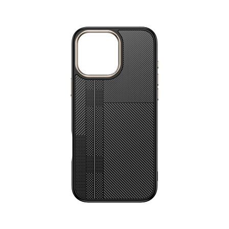 iPhone 16 Pro Max Kılıf M-safe Şarj Özellikli Karbon Fiber Görünümlü MKST Antina Kapak - Gri