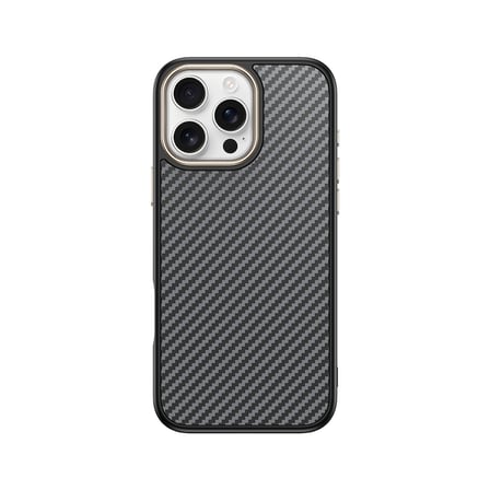 iPhone 16 Pro Max Kılıf M-safe Şarj Özellikli Karbon Fiber Görünümlü NRTK Antina Kapak - Gri