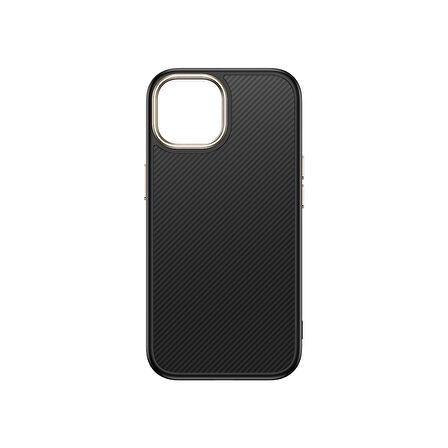 iPhone 15 Kılıf M-safe Şarj Özellikli Karbon Fiber Görünümlü BTBM Antina Kapak - Gri
