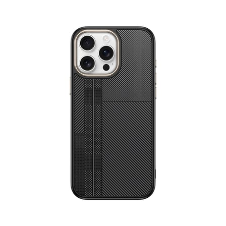 iPhone 15 Pro Max Kılıf M-safe Şarj Özellikli Karbon Fiber Görünümlü FRMS Antina Kapak - Siyah-Gri