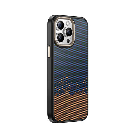 iPhone 14 Pro Kılıf M-safe Şarj Özellikli Karbon Fiber Görünümlü KLFS Antina Kapak - Siyah-Yeşil