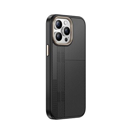 iPhone 14 Pro Max Kılıf M-safe Şarj Özellikli Karbon Fiber Görünümlü İKSP Antina Kapak - Mavi