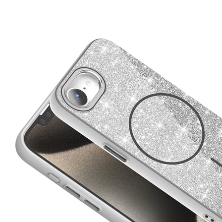 iPhone 16E Kılıf Dökülmeyen Simli Silikon MagSafe Kamera Yükseltili Pazarplus