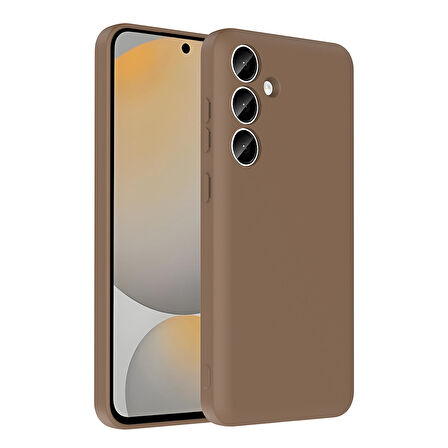 Galaxy S24 FE Kılıf Kamera Korumalı Kartlık Hazneli UCY Vitra Kapak - Kahverengi