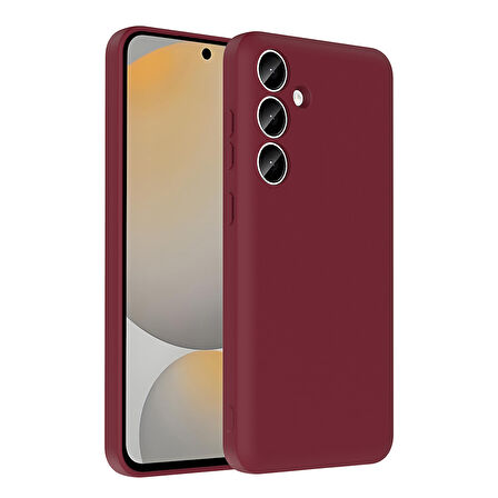 Galaxy S24 FE Kılıf Kamera Korumalı Kartlık Hazneli UCY Vitra Kapak - Mürdüm