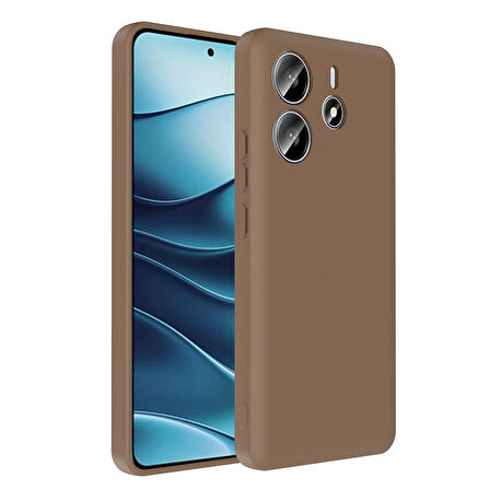 Redmi Note 14 4G Kılıf Kamera Korumalı Kartlık Hazneli ALT Vitra Kapak - Kahverengi