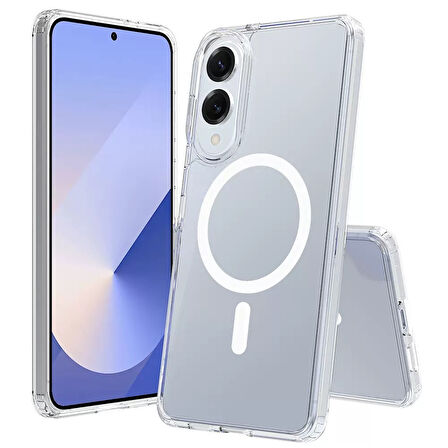 Galaxy S25 Edge Kılıf M-safe Şarj Özellikli Şeffaf Sert PC FRMS Embos Kapak - Şeffaf