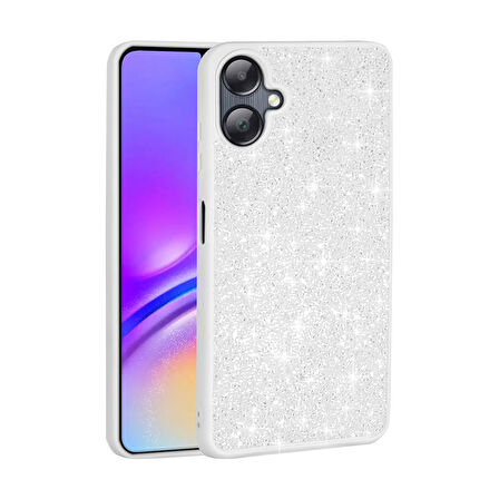 Galaxy A06 Kılıf Parlak Taşlı Tasarım ALT Pırlanta Kapak - Beyaz