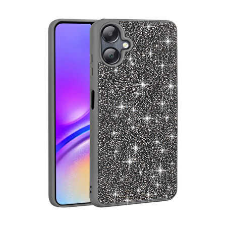 Galaxy A06 Kılıf Parlak Taşlı Tasarım MXSP Pırlanta Kapak - Gri
