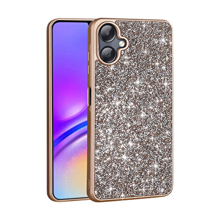 Galaxy A06 Kılıf Parlak Taşlı Tasarım UCY Pırlanta Kapak - Gold