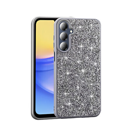 Galaxy A16 Kılıf Parlak Taşlı Tasarım MXSP Pırlanta Kapak - Gri