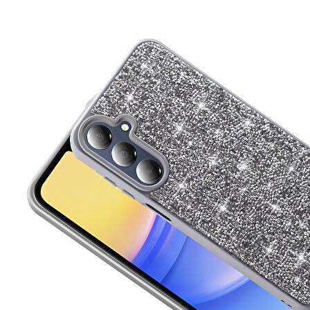 Galaxy A16 Kılıf Parlak Taşlı Tasarım MXSP Pırlanta Kapak - Gri