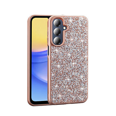 Galaxy A16 Kılıf Parlak Taşlı Tasarım FRMS Pırlanta Kapak - Gold