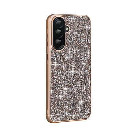 Galaxy A36 Kılıf Parlak Taşlı Tasarım KLFS Pırlanta Kapak - Siyah