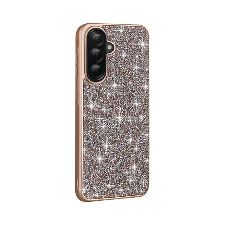 Galaxy A36 Kılıf Parlak Taşlı Tasarım OMSY Pırlanta Kapak - Beyaz