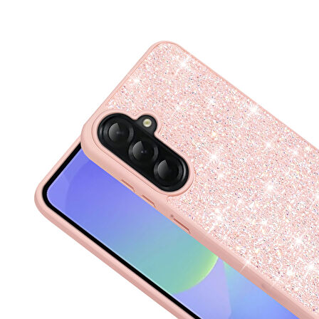 Galaxy A56 Kılıf Parlak Taşlı Tasarım ZYL Pırlanta Kapak - Pembe