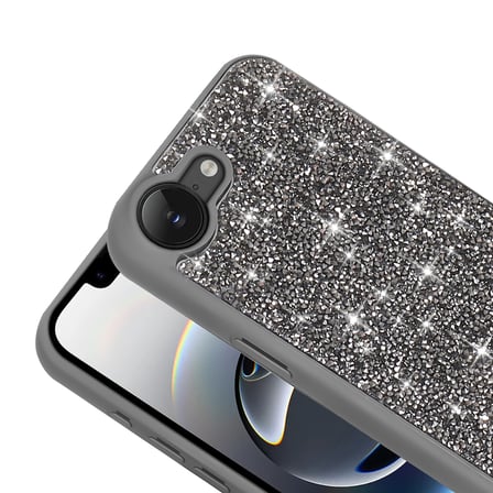 iPhone 16E Kılıf Simli Pırlanta Taşlı Kamera Yükseltili Silikon BUTAM