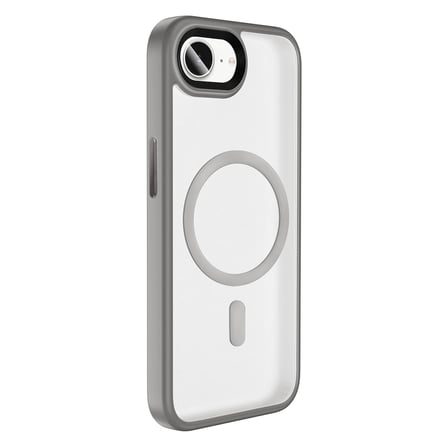 iPhone 16E Kılıf Mat Arka Yüzey Wireless Şarj Özellikli MKST Flet Magsafe Kapak - Titanyum-Gri