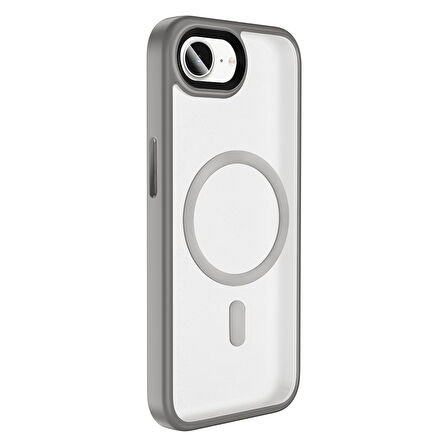 iPhone 16E Kılıf Mat Arka Yüzey Wireless Şarj Özellikli ZYL Flet M-safe Kapak - Lacivert