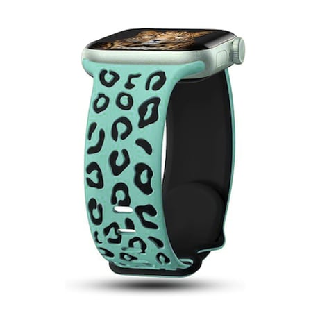 Lexroo Apple Watch 7 41mm Silikon Kordon Strap Kayış - Yeşil-Siyah