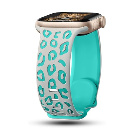 Lexroo Apple Watch 7 41mm Silikon Kordon Strap Kayış - Gri-Yeşil