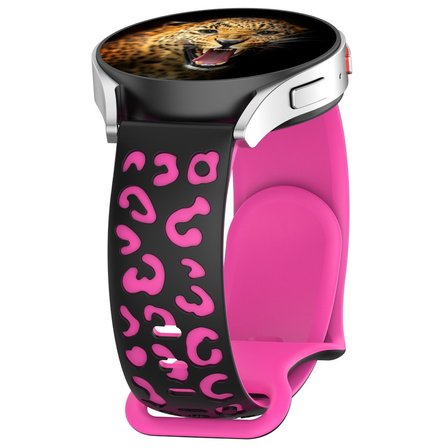Huawei GT2 42mm MKST KRD-140 20mm Silikon Kordon Strap Kayış - Siyah-Pembe