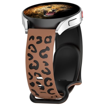 Galaxy Watch 42mm MKST KRD-140 20mm Silikon Kordon Strap Kayış - Kahverengi-Siyah