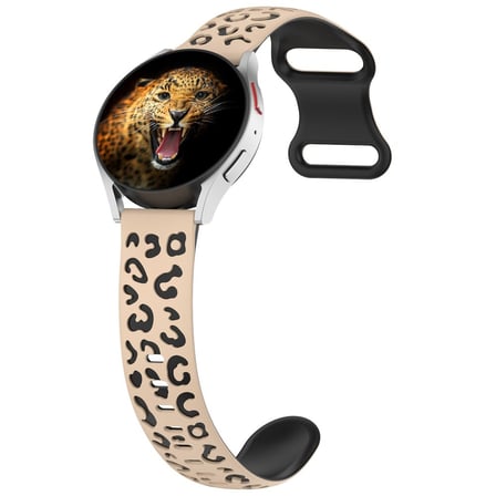 Galaxy Watch 42mm MKST KRD-140 20mm Silikon Kordon Strap Kayış - Bej-Siyah
