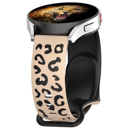 Galaxy Watch Active 2 40mm MKST KRD-140 20mm Silikon Kordon Strap Kayış - Bej-Siyah
