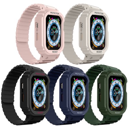 Watch 7 41mm MKST KRD-142 Airbag Tasarımlı Kasa Koruyuculu Silikon Kordon - Starlight