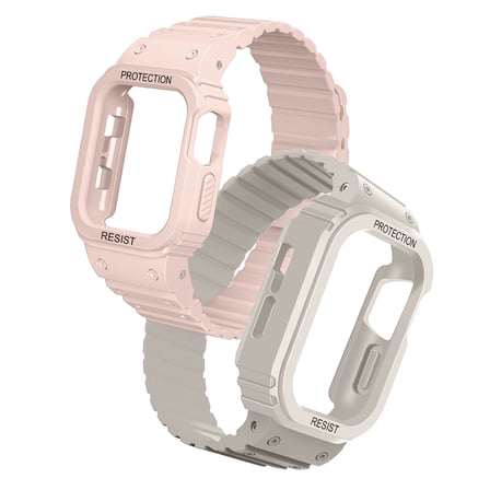 Watch 7 45mm MKST KRD-142 Airbag Tasarımlı Kasa Koruyuculu Silikon Kordon - Pembe