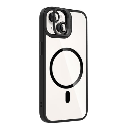 iPhone 13 Kılıf Standlı ve Kamera Lens Hediyeli M-Safe Şarj Özellikli SYS Etro Kapak - Siyah