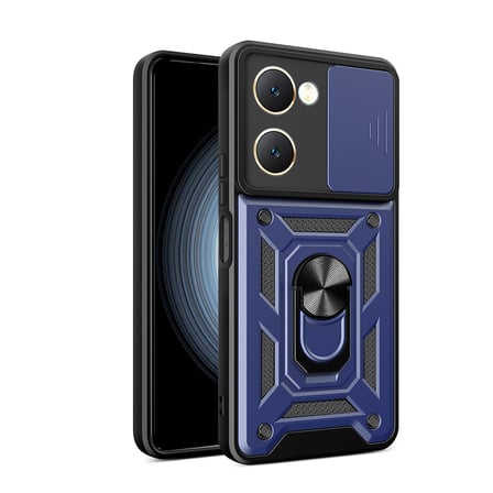 Vivo Y18 Kılıf Magnetik Standlı Kamera Korumalı NRTK Sürgülü Vega Kapak - Siyah