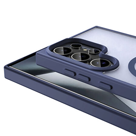 Galaxy S25 Ultra Kılıf M-safe Şarj Özellikli Mat Arka Yüzey SYS Sio Kapak - Derin Mor