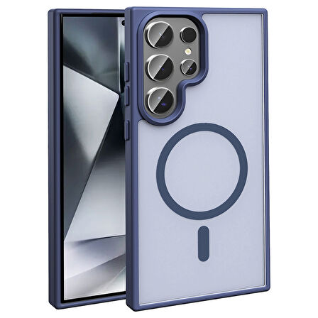 Galaxy S25 Ultra Kılıf M-safe Şarj Özellikli Mat Arka Yüzey ALT Sio Kapak - Koyu Yeşil