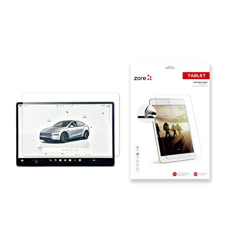 Tesla Model Y Zore Yeni Seri 2in1 Nano Araç Multimedya Ekran Koruyucu - Şeffaf