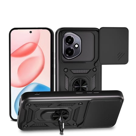 Honor 400 Kılıf Magnetik Standlı Kamera Korumalı MKST Sürgülü Vega Kapak - Siyah