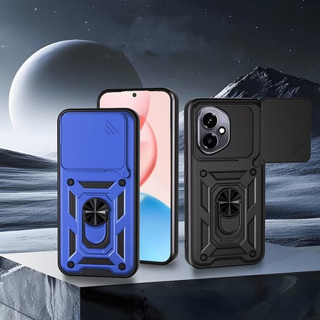 Honor 400 Kılıf Magnetik Standlı Kamera Korumalı NRTK Sürgülü Vega Kapak - Mavi