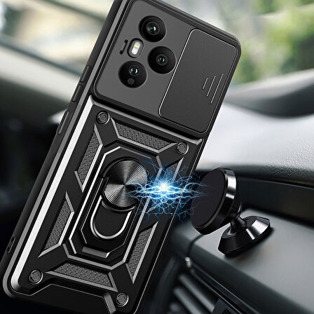 Honor 400 Pro Kılıf Magnetik Standlı Kamera Korumalı Sürgülü Vega Kapak